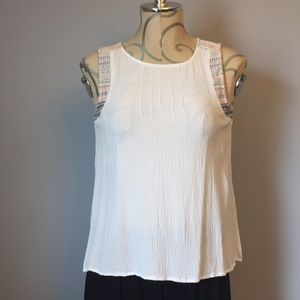 Doe & Rae sheer white cotton tank top xs